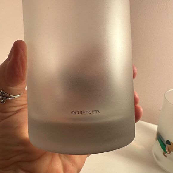 Culver Christmas Dachshund Frosted Glass Set of 3 Bar Beverage - Picture 7 of 7